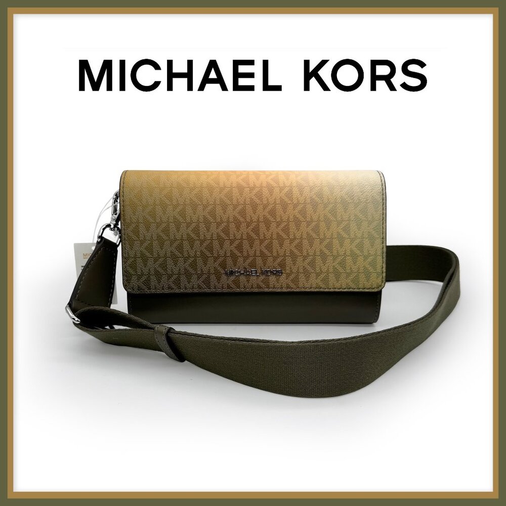 Michael Kors NWT Jet Set  Olive Ombré Large Signature Logo Crossbody Bag/ Clutch